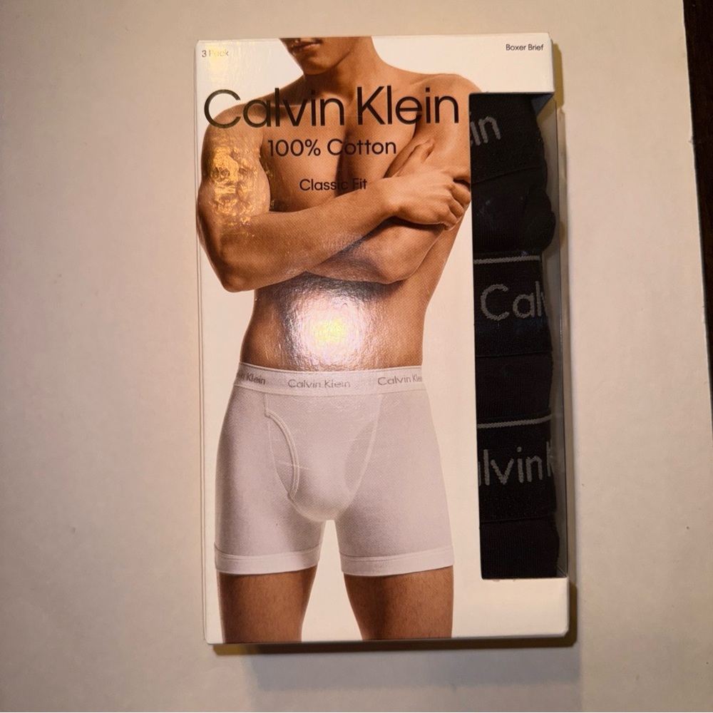 Calvin Klein Black Cotton Boxer Briefs 3 Pack Mens Size Small New